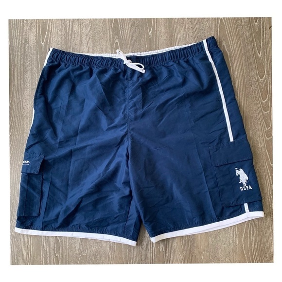 U.S Polo Assn Blue and White Swim Trunks - Picture 3 of 8